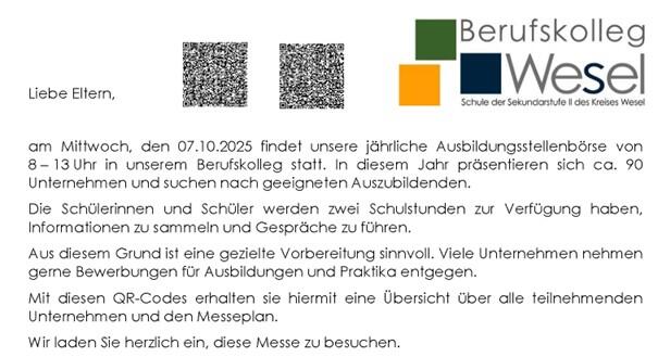 Ausbildunsstellenbörse 2025 für Eltern