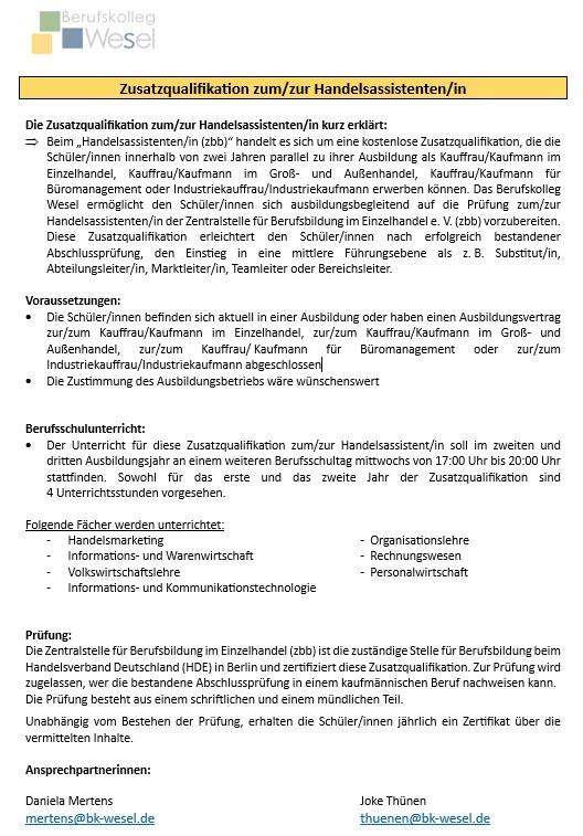 Weiterbildung zum Handelsassistenten