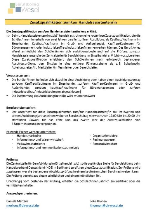 Weiterbildung zum Handelsassistenten