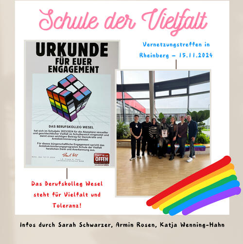 Urkunde für Engagement für Vielfalt
