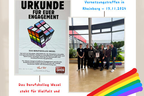 Auszeichnung des BK Wesel durch "Schule der Vielfalt"