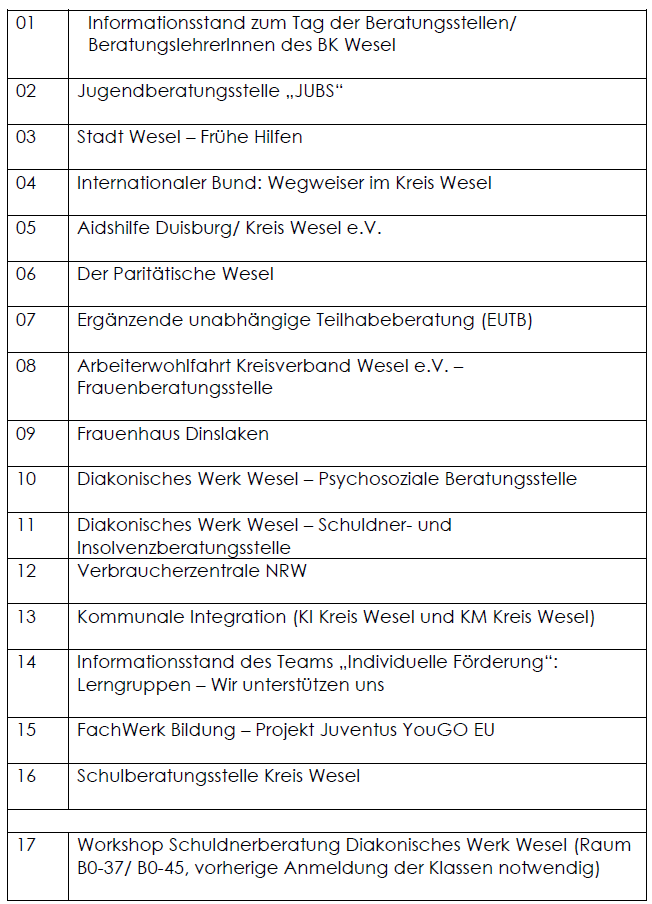 Informationsstände Tag der Beratungsstellen 2026