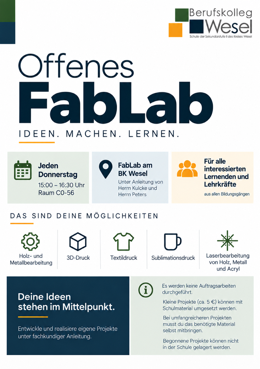 FabLab am BK Wesel Plakat